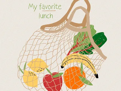 Fresh fruit apple bag banan fresh fruit graphic design illustration