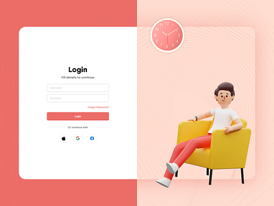 Login 999watt graphic design illustration mobile application red ui ux yellow