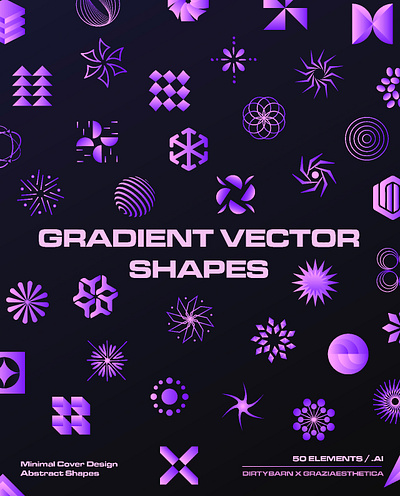 Gradient Minimal Vector Shapes – 50 Pieces ai assets design graphic design illustration mockup psd vector