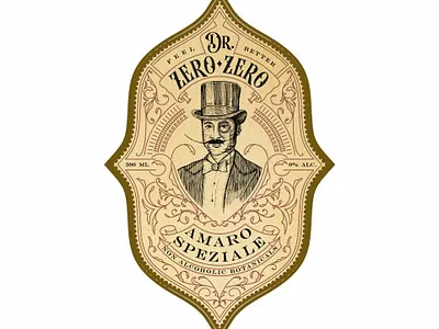Dr. Zero Zero engrave gentleman hand drawn illustration label design old school vintage