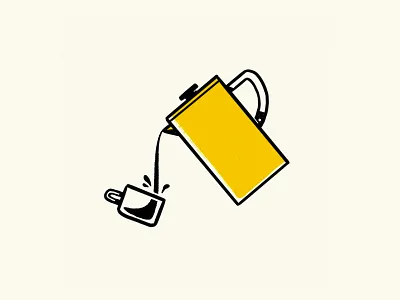 Pouring, on a Monday coffee french press illustration procreate