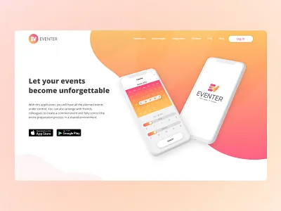 Landing for Eventer app app design landing ui ui design ux ux design