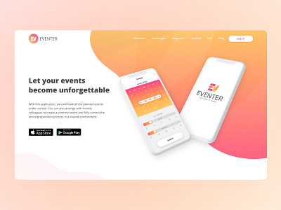Landing for Eventer app app design landing ui ui design ux ux design