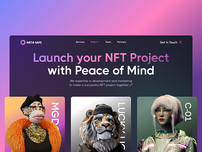 Meta Safe - NFT Agency agency branding concept cryptocorrency landing page nft ui ux uxui web design website