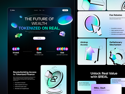 Real • Neubrutalist Website Design crypto dark design gradient hero illustrations landing page modern neubrutalism ui web3 website