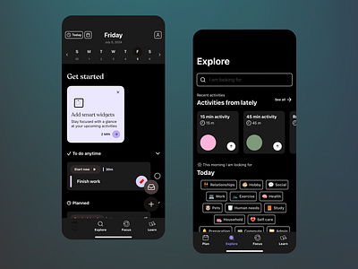 Task Tracker App app interface calendar daily activites daily planner dark mode goal setting hobbys household mobile app organization app personal planner planner app productivity scheduling app task manager task scheduler time management to do list ux design work