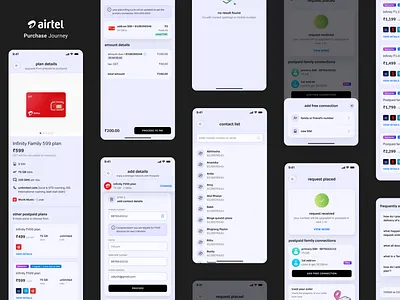Airtel Purchase Journey: Postpaid SIM app branding design flat icon iconography illustration logo minimal ui
