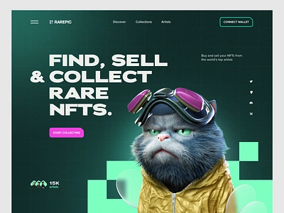 NFT Marketplace concept design creative crypto cryptocurrency design graphic green homepage interface landingpage nft promosite site ui uiux userinterface ux web web design webdesign website