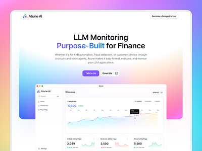 Atune AI • Website Design ai clean colorful finance gradient hero minimalist ui website design