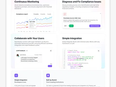 Atune • Bento Section ai automation bento bento grid clean colorful features finance fintech gradient minimalist ui ux