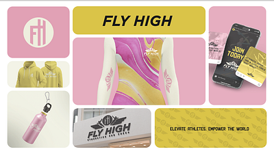 Fly High Gymnastics and Cheer branding graphic design logo