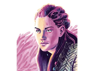 Aloy watercolour portrait aloy art digital art digital illustration fan art fanart guerrilla guerrilla games horizon forbidden west horizon zero dawn hzd illustration limited colour palette limited colours procreate