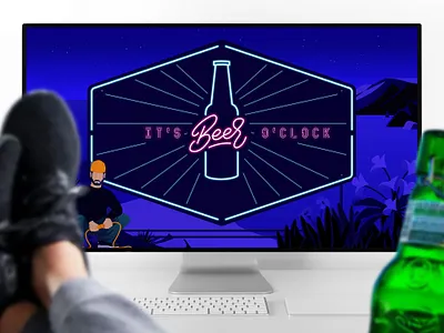 Clock Off - It's Beer O'Clock apple design dynamic wallpaper health illustration life mac typography wallpaper wellbeing work