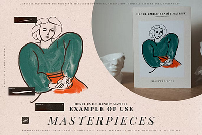 Masterpieces Stamp abstract aesthetic ages antiquity art body david expressionism line line art matisse middle nature nude poster poster design poster template stamp stamps women