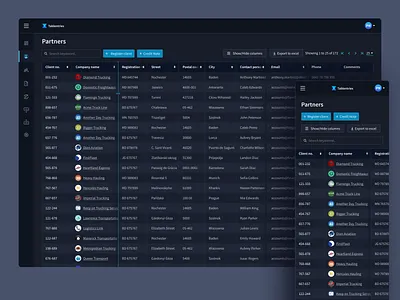 Data Table dark theme data table table ux design