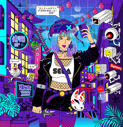 Enter The Metaverse | FND anime branding cyberpunk design foundation graphic illustration logo nft nftart nftartist nftcollector vector