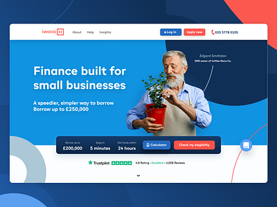 iwoca website throwback fintech header hero iwoca landing loans ui ux web website widget