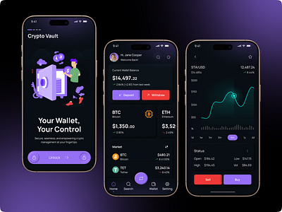 Crypto Wallet Mobile App app bitcoin crypto app crypto app design crypto mobile crypto payments crypto swap design crypto ui crypto wallet cryptocurrency cryptocurrency bitcoin app digital bank ethereum exchange crypto exchange mobile app finance app design mobile mobile app trade trading