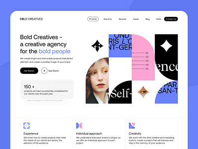 Creative Agency Website for BOLD CREATIVES attractive interface bold people bright creative agency creativity design projects digital agency geometrc design landing marketing agency modern design positive image ui user experience ux design visuals web design web inspiration web layout white space