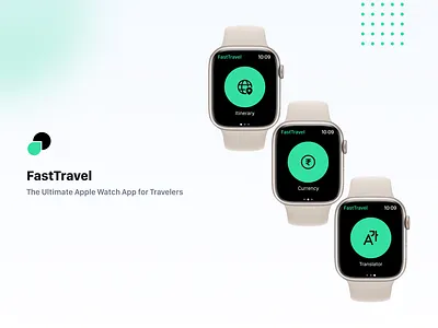 FastTravel Apple Watch App Design aitranslation applewatchapp currencyconverter design fasttravel figma figmadesign minimalistui seamlesstravel smarttravel travelcompanion traveltech ui uidesign uiux userexperience uxdesign watchos