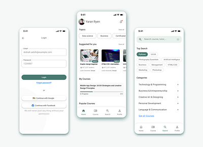 Modern E-Learning App with Material Design app user interface design appdesign design system designinspiration designsystem e learning app educationapp elearning learning app loginpage material design system materialdesign online course app online learning app searchpage uikit uiux user engagement user experience uxdesign