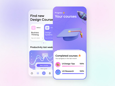 Modern E-Learning Mobile App app design course course tracker e learning e learning app education education tech gamification interactive learning learning platform mobile learning modern ui online courses productivity tracker study study app ui design ui inspiration ux design ux ui