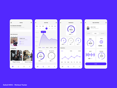 Workout Tracker 041 app branding daily dailyui dailyui041 design fit illustration minimal mobile purple simple tracker ui ux workout