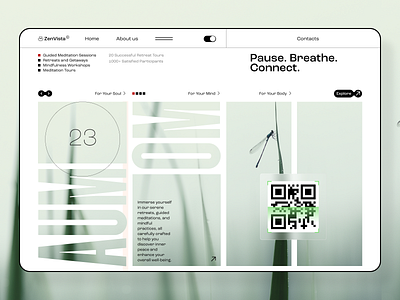ZenVista | Meditation Services Landing Page exercise fitness health landing meditation meditation landing page meditation services meditation sessions mental health mindfulness retreate serenity ui design user interface web design website wellness yoga yoga learning yoga practice