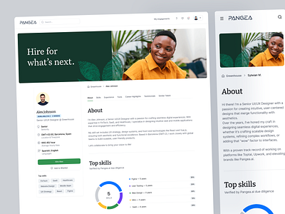 Agency marketplace - Talent profile about agency chart cv design freelancer interface product profile redesign search talent ui userprofile ux webapp website