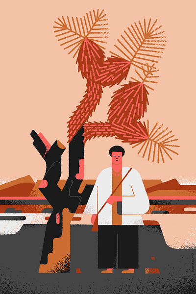 Desert Pose 2d art cactus desert dessert geometric graphic icon illustration illustrator magic mountain procreate rock sand southwest sunset tree vegas