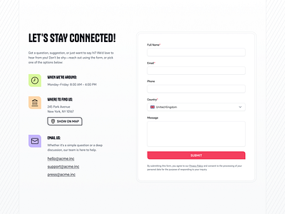 Contact Us Section connect with us contact block contact details contact form contact form design contact form page contact form ui contact page contact section contact ui contact us contact us page contact ux email form form design form ux open hours stay connected submit form ui form