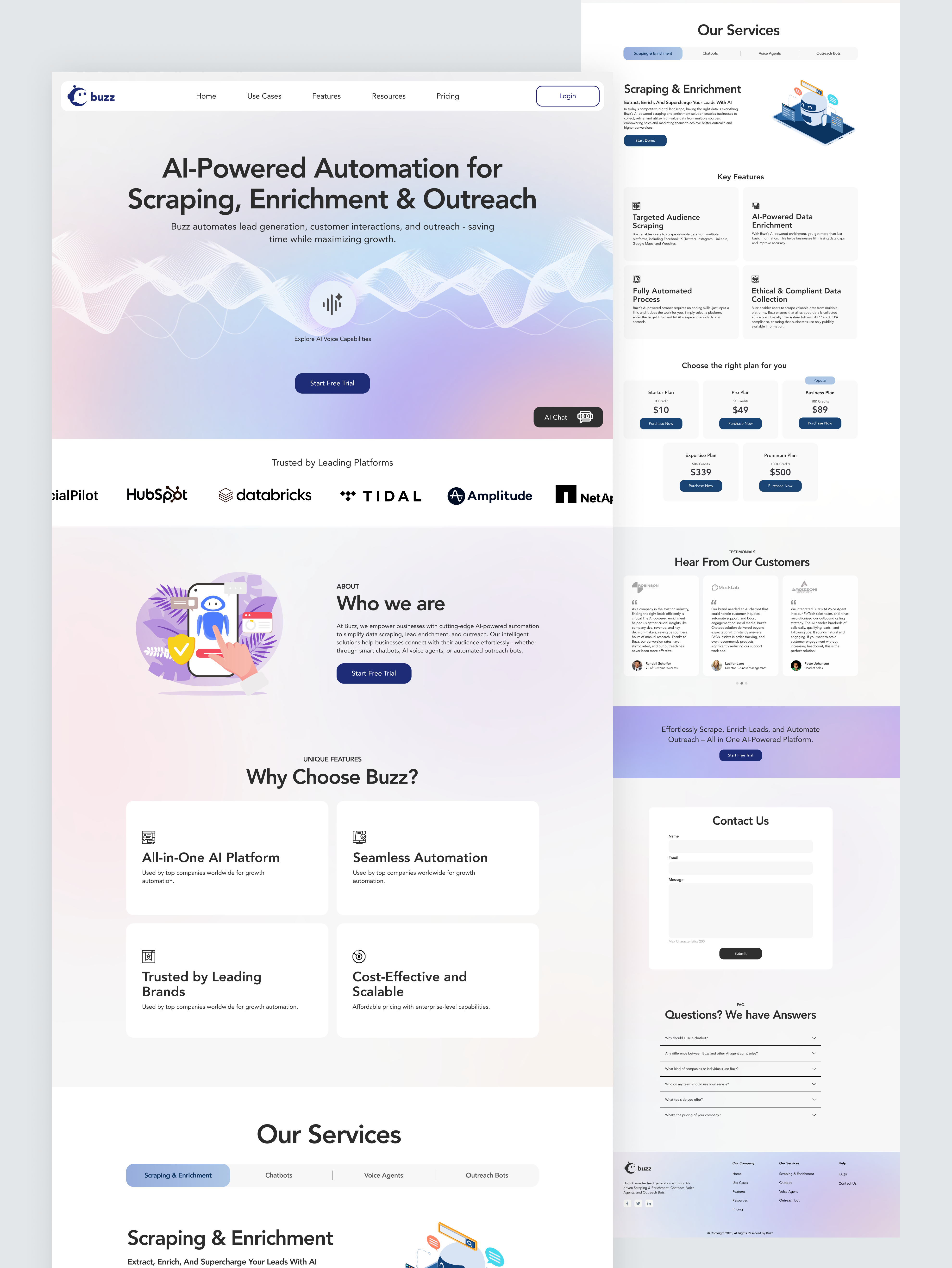 AI-driven platform - Landing Page accesibility ai ai agent ai driven branding chatbot design desktop view figma gradient landing page logo ui uiux design user centered userflow ux visual design voice agent website design