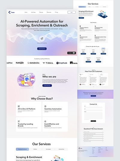 AI-driven platform - Landing Page accesibility ai ai agent ai driven branding chatbot design desktop view figma gradient landing page logo ui uiux design user centered userflow ux visual design voice agent website design