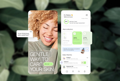 Smart Skincare Assistant App app design beauty app beauty platform beauty tech daily routine dermatology app health tracker mobile ui personalized care self care skin health skincare skincare app skincare tips smart tracking ui design user experience ux design ux ui wellness app