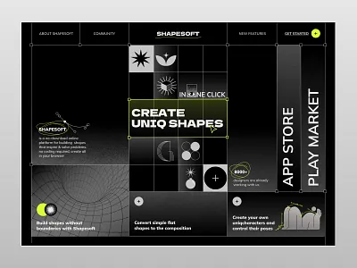 ShapeSoft Website Landing Page creative creative coding creative tools dark mode design platform digital art easy navigation graphic design landing page no code shape creation shape design software ui unique shapes ux design visual design web design web inspiration website design