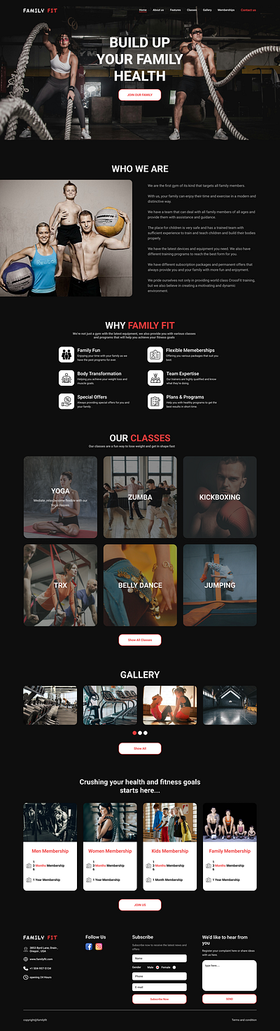 Family Fit Gym ui uxui design web design web sites