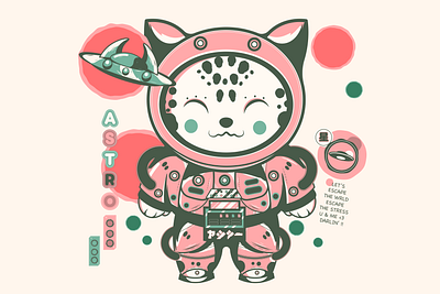 Ocelot cat astronaut gift for her ocelot gift wild cat gift