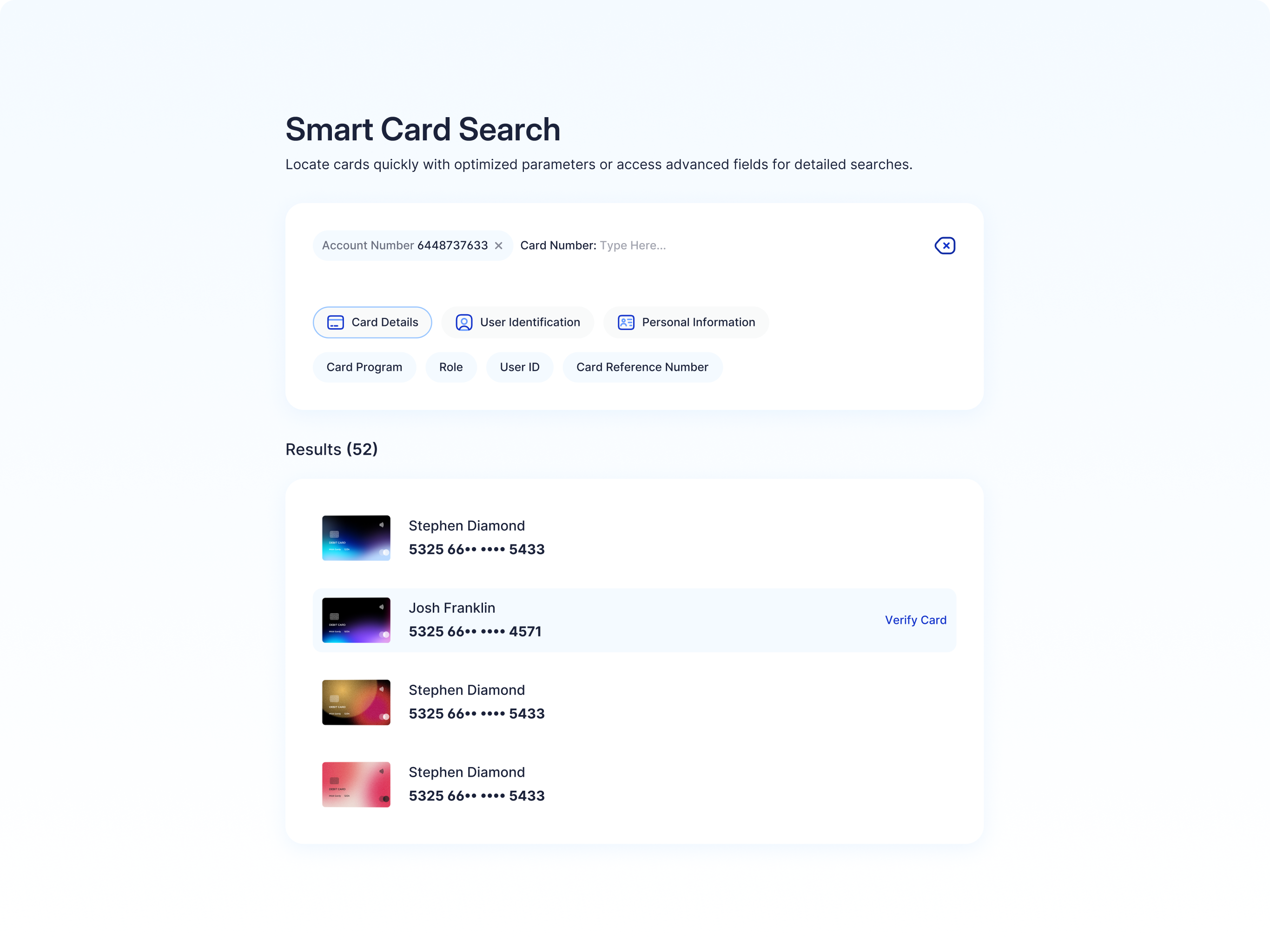 Search account card custom search desktop product product design results search search app search design search ui search widget website widget