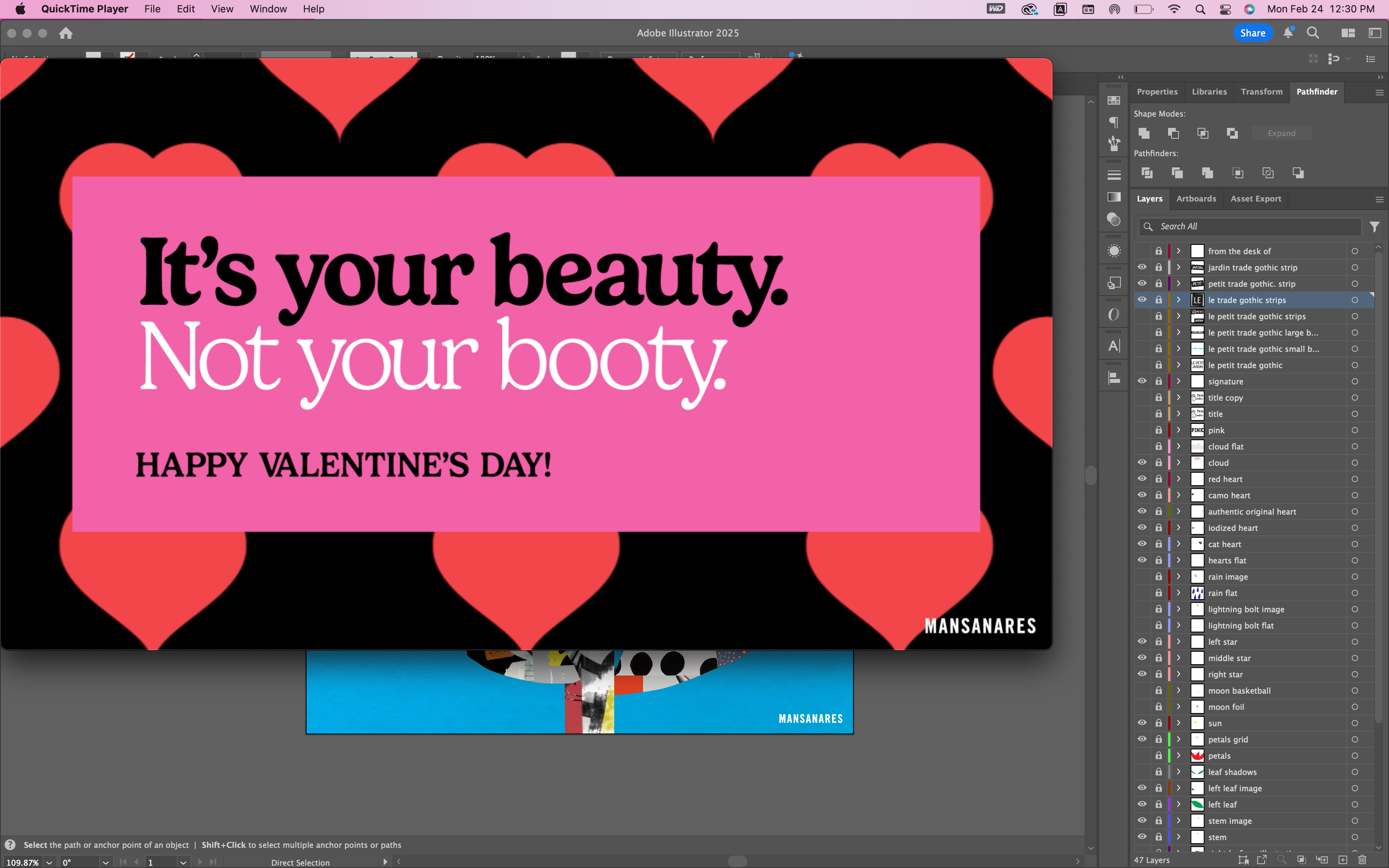 "It's your beauty. Not your booty. HVD!" animation beauty happy valentines hearts mansanares motion graphics type animation valentines