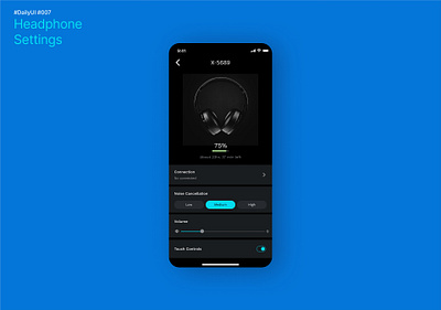 #DailyUI #007: Headphone Settings app daily 100 challenge daily ui 007 dailychallenge dark mode figma figmadesign headphones iphone minimal mobile settings ui