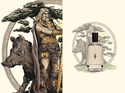 Illustration for Asgardr🌳 brand illustration branding design fragrance fragrance brand freyr graphic design illustration mythology nordic nordic inspiration nordic mythology norse vector illustration viking