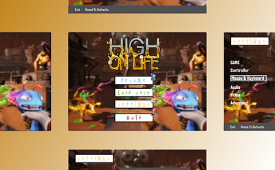 High on Life menu/screens design figma games ui