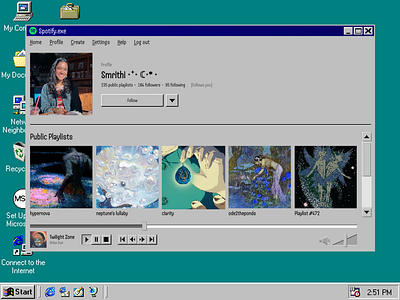 Spotify Redesign in Microsoft Windows 98 UI dailyui design desktop microsoft music musicplayer nostalgicdesign spotify spotify redesign ui uidesign webdesign windows