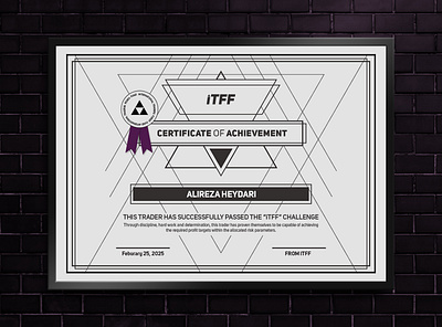 iTFF Certificate for best traders 3d canvas certificate frame graphic design wall