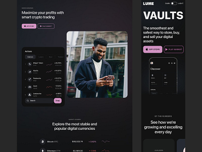 The Lume bitcoin design creative design crypto design figma design landing design modern design solana token design top website design typography ui ui design user interface ux ux design web3 webdesign