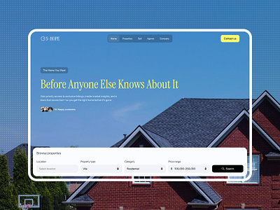 Real Estate - Landing page Hero section blue filter hero section input modern navigation property real estate search serif typography ui web design