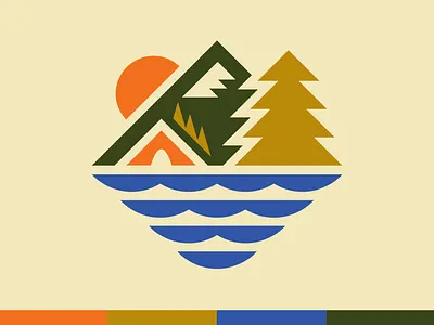 Suttle Lake Trailfest Icon badge branding camping forest icon illustration lake mountain oregon outdoor sun tent tree water