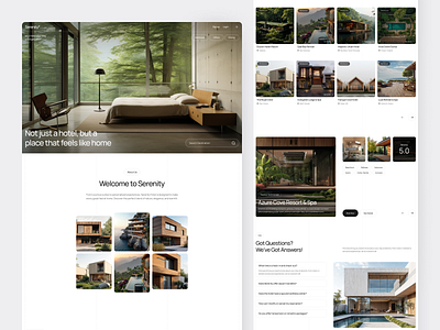 Serenity - Hotel Booking Landing Page adventure agent apartment booking building destination holiday hotel landing page minimalist property resort travel travel agency traveling ui vacation villa web web design