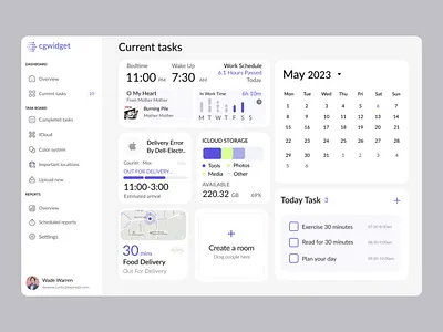 cgwidget - time management dashboard calendar clean layout daily routine daily tasks dashboard design data visual efficiency landing page organization planning productivity schedule self development task manager task managment time tracker user interface web design white theme work schedule