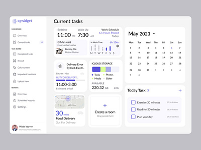 cgwidget - time management dashboard calendar clean layout daily routine daily tasks dashboard design data visual efficiency landing page organization planning productivity schedule self development task manager task managment time tracker user interface web design white theme work schedule